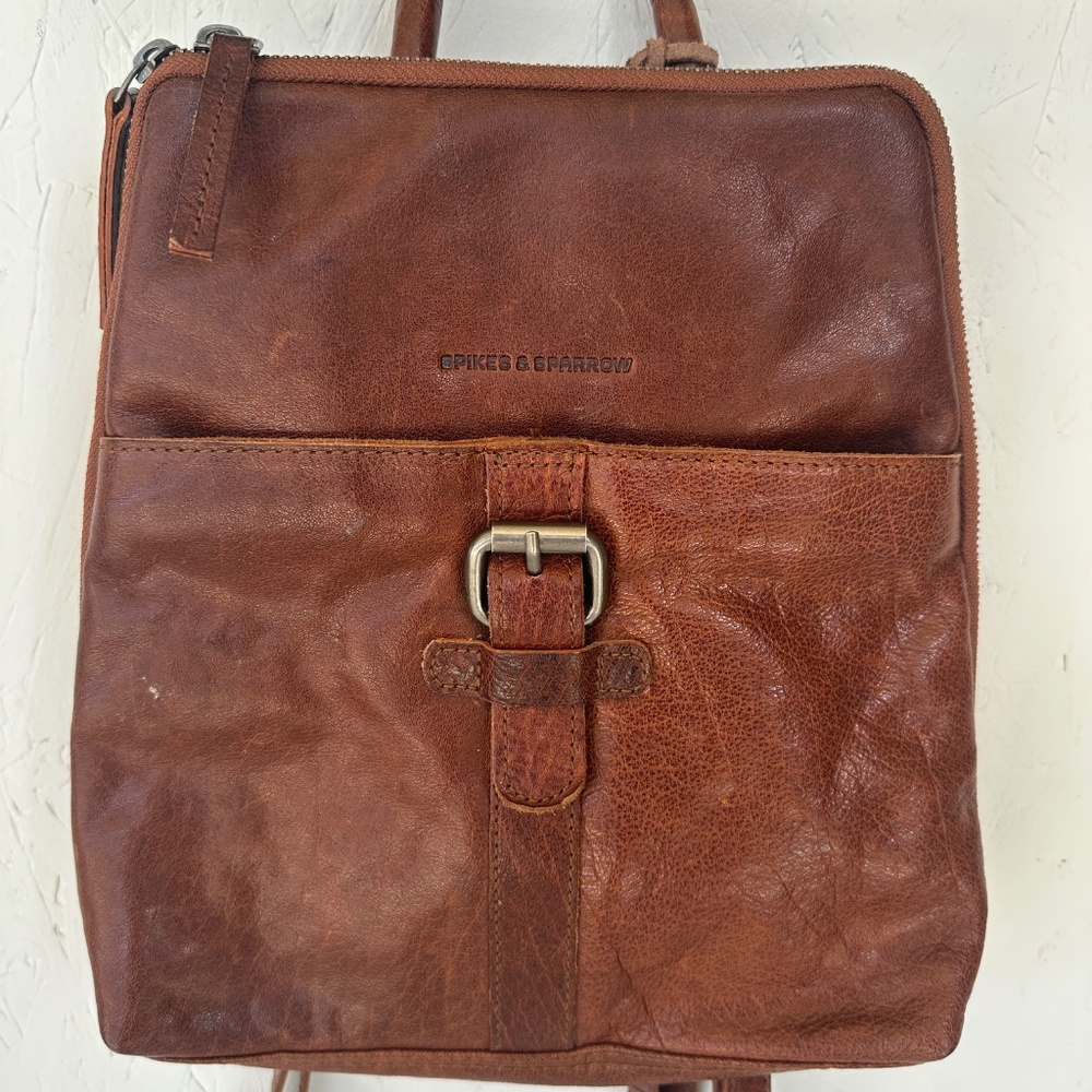 Spikes and Sparrow Texas Leather Backpack in Brandy Cognac - Picture 8 of 14